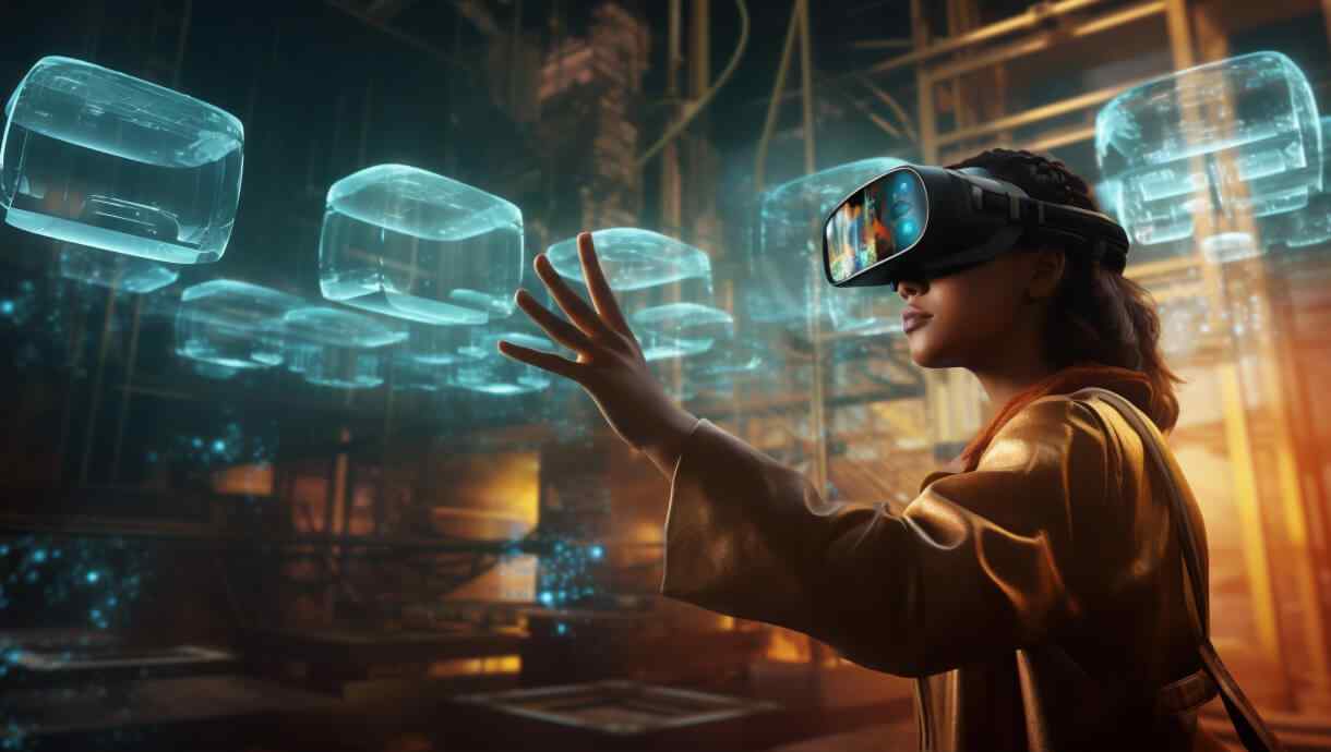 Woman using a virtual reality headset